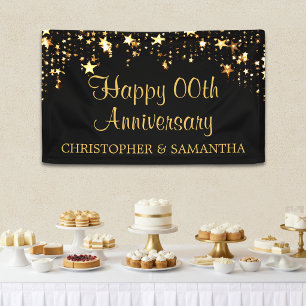 Happy Anniversary ANY Year Black & Gold Banner