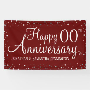 Happy Anniversary Any Year Silver Confetti Banner