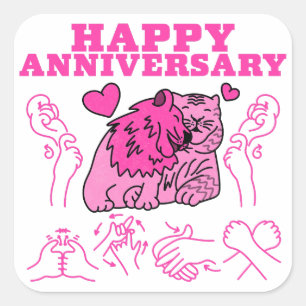 Happy Anniversary - ASL Design Square Sticker