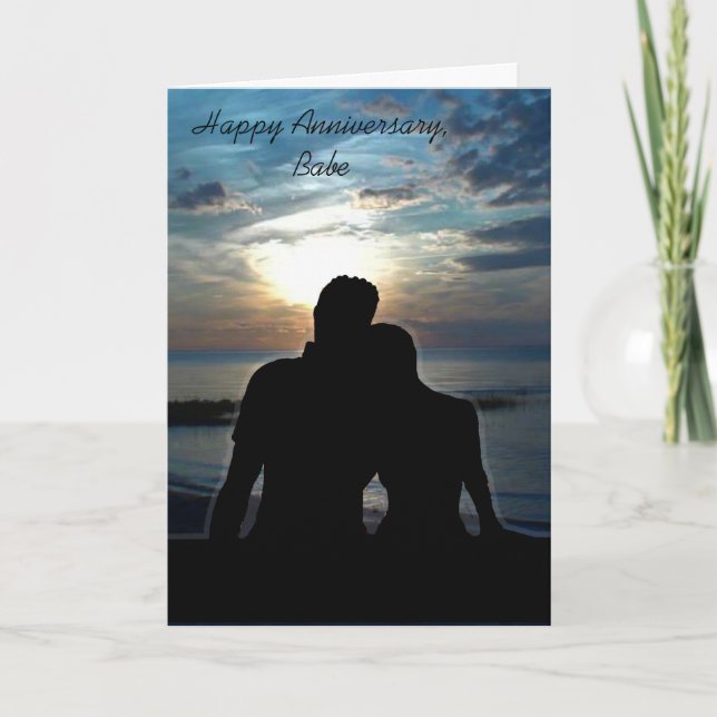 Happy Anniversary Babe, Ocean Sunset Card (Front)