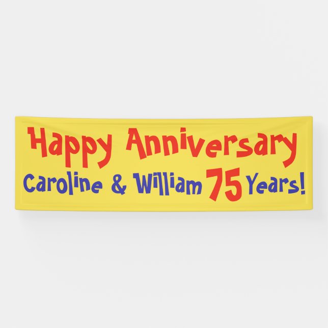 Happy Anniversary Banner with Name and Number (Horizontal)