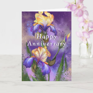 Happy Anniversary - Beautiful Iris Flower Romantic Card