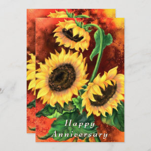 Happy Anniversary - Beautiful Three Sunflowers