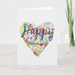 Happy Anniversary Big Heart Of Flowers Card