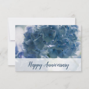 Happy Anniversary Blue Hydrangea Photo Note Card