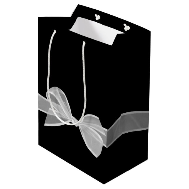 Happy Anniversary Bow on Black  Medium Gift Bag (Back Angled)