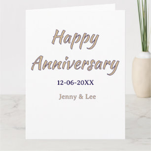 happy anniversary brown grey name date couple mode card