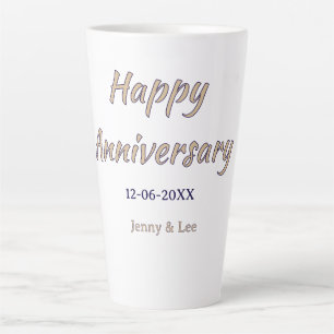 happy anniversary brown grey name date couple mode latte mug