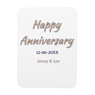 happy anniversary brown grey name date couple mode magnet