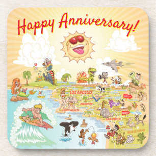 Happy Anniversary California Plastic Coaster