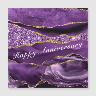 Happy Anniversary Card Agate Purple Violet Gold