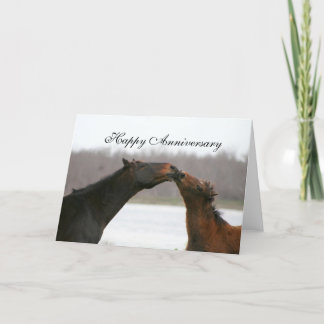 Happy Anniversary Card Kissing Horses Photo