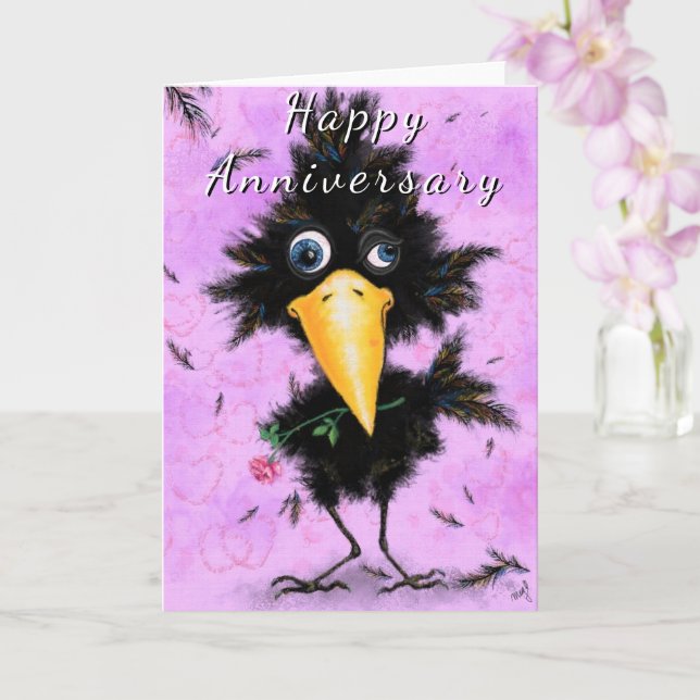 Happy Anniversary Card Love Bird Romantic Fun (Orchid)