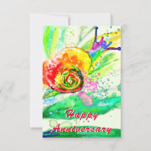 Happy Anniversary Card Rainbow Snail Painting