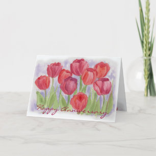Happy Anniversary Card Red Tulips