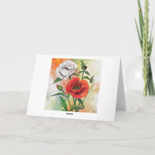 Happy Anniversary Card Red White Poppy