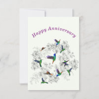 Happy Anniversary Card Spring Birds and Flowers