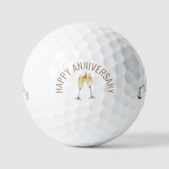 Happy Anniversary Champagne Toast Callaway Golf Balls (Front)
