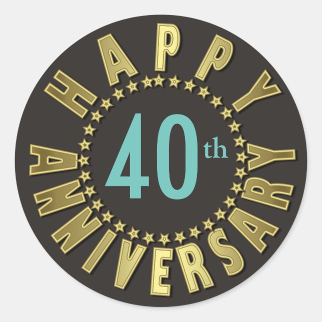 Happy Anniversary Circle of Stars Gold ID173 Classic Round Sticker (Front)