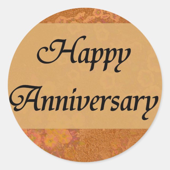 Happy Anniversary Classic Round Sticker (Front)