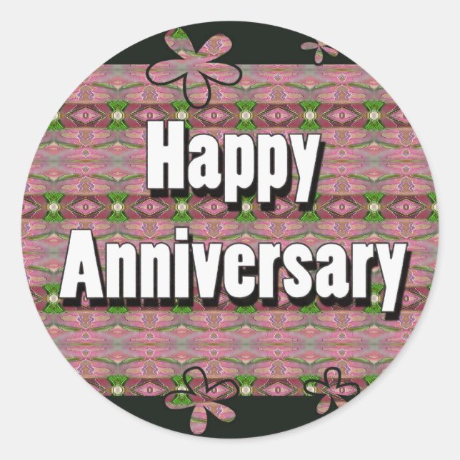 Happy Anniversary Classic Round Sticker (Front)