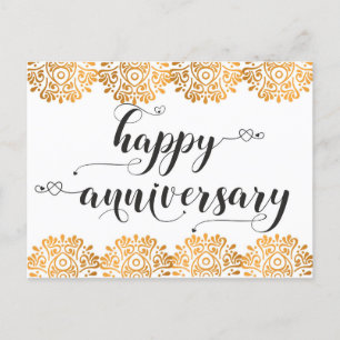 Happy Anniversary congratulations Wishes Gold Love Postcard