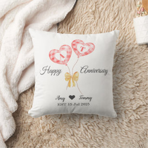 Happy Anniversary - Custom Letter On Red Balloon Throw Pillow