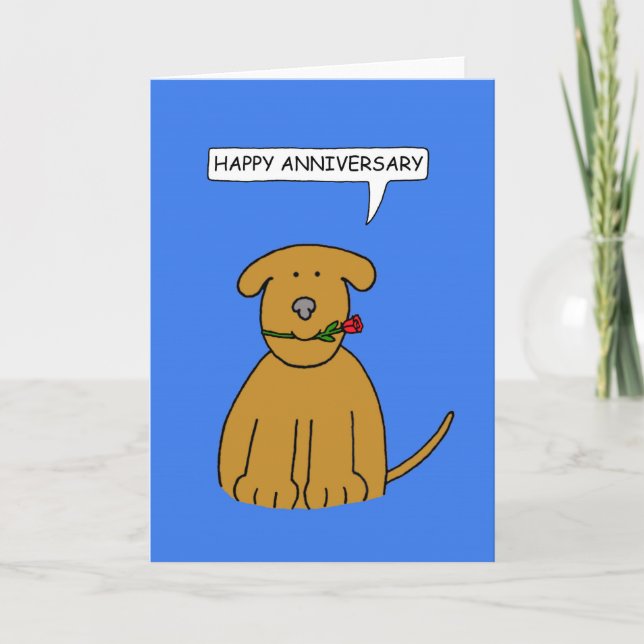 Happy Anniversary, Cute Cartoon Puppy. Card (Front)