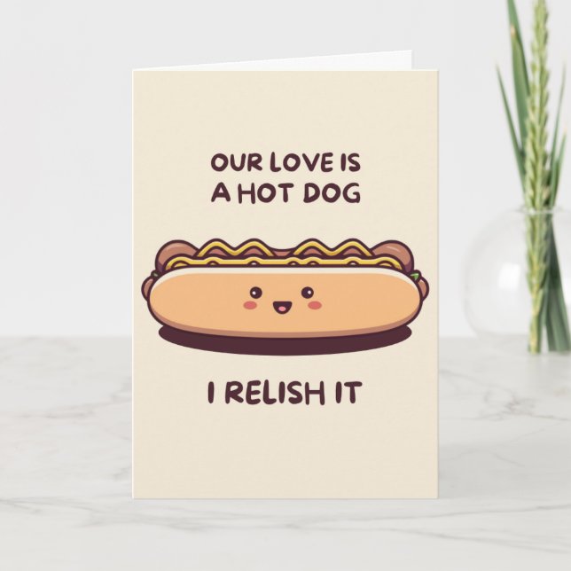 Happy Anniversary Cute Funny Simple Hotdog Card (Front)
