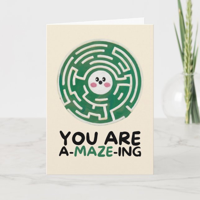 Happy Anniversary Cute Funny Simple Maze Card (Front)