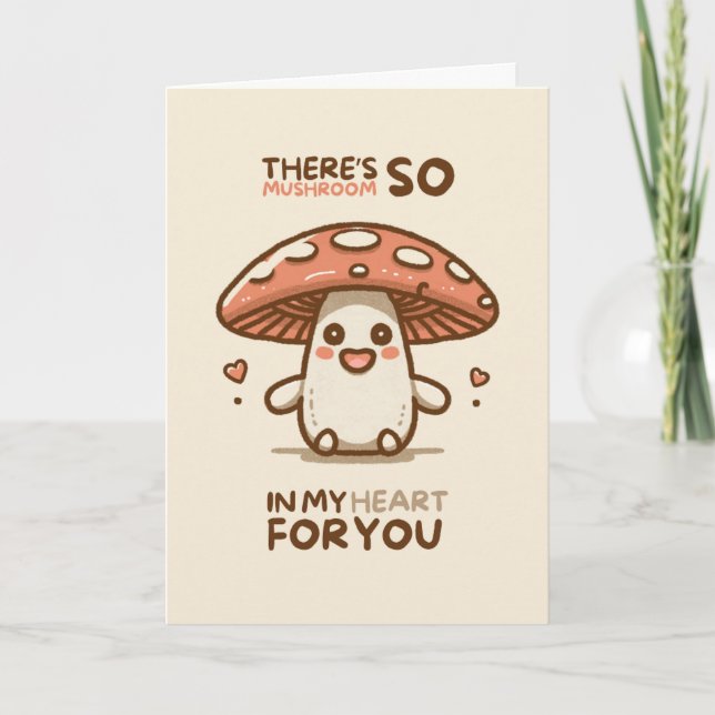 Happy Anniversary Cute Funny Simple Mushroom Card (Front)