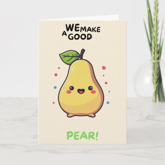Happy Anniversary Cute Funny Simple Pear Card (Front)
