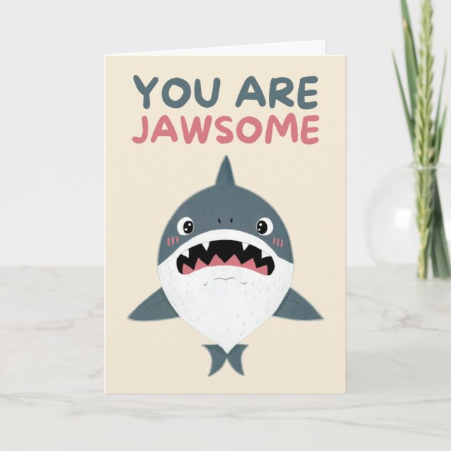 Happy Anniversary Cute Funny Simple Shark Card (Front)