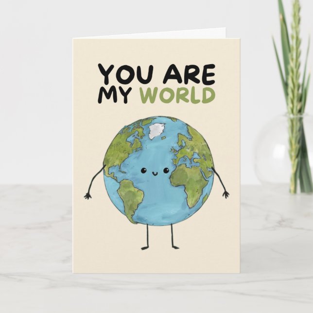 Happy Anniversary Cute Funny Simple World Card (Front)