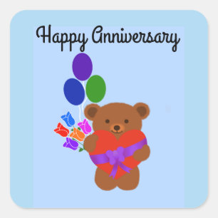Happy Anniversary Cute Teddy Bear #3 Stickers