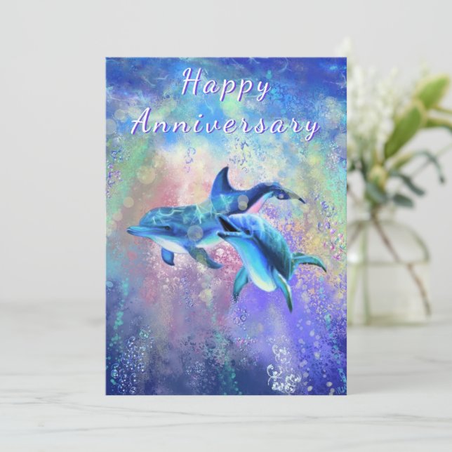 Happy Anniversary - Dolphin Couple - Love (Standing Front)