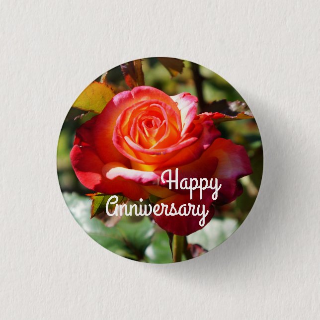 Happy Anniversary Dream Come True Rose #2 Button (Front)
