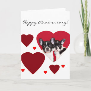 Happy Anniversary French Bulldogs greeting card