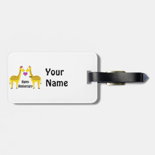 Happy Anniversary Giraffes Luggage Tag
