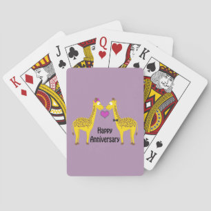 Happy Anniversary Giraffes Playing Cards