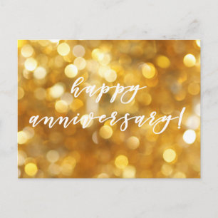 Happy Anniversary Glamourous Gold Sparkles Postcar Postcard