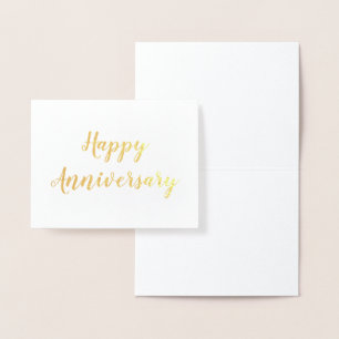 Happy Anniversary Gold Foil Script Card