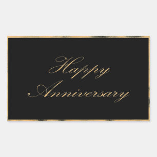 Happy Anniversary gold trim and font script black Sticker