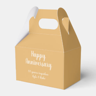 Happy anniversary golden white 10 years name date  favor box