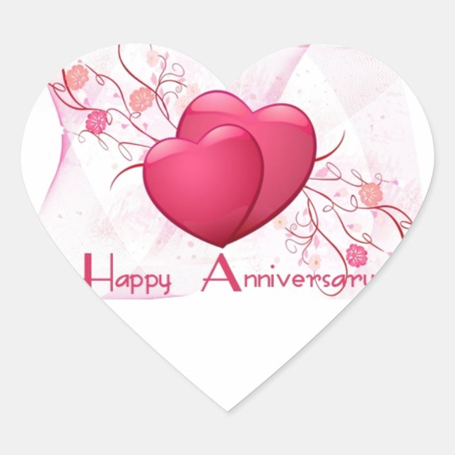 Happy Anniversary Hearts Heart Sticker (Front)