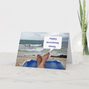 HAPPY ANNIVERSARY HONEY-DAY AT THE BEACH CARD