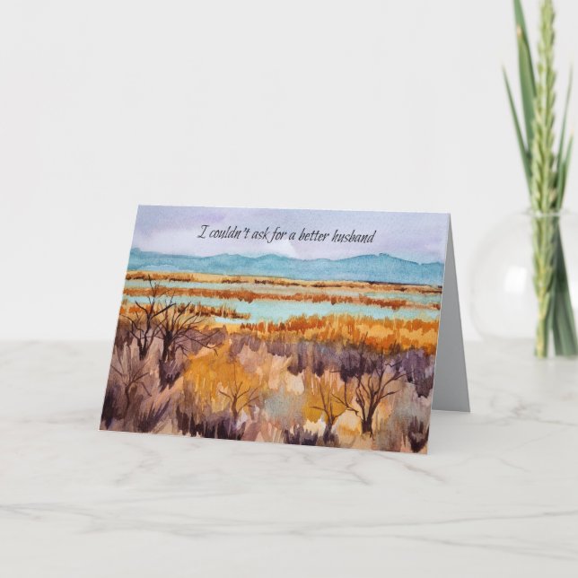 Happy Anniversary Husband Desert Landscape Sage Card (Front)