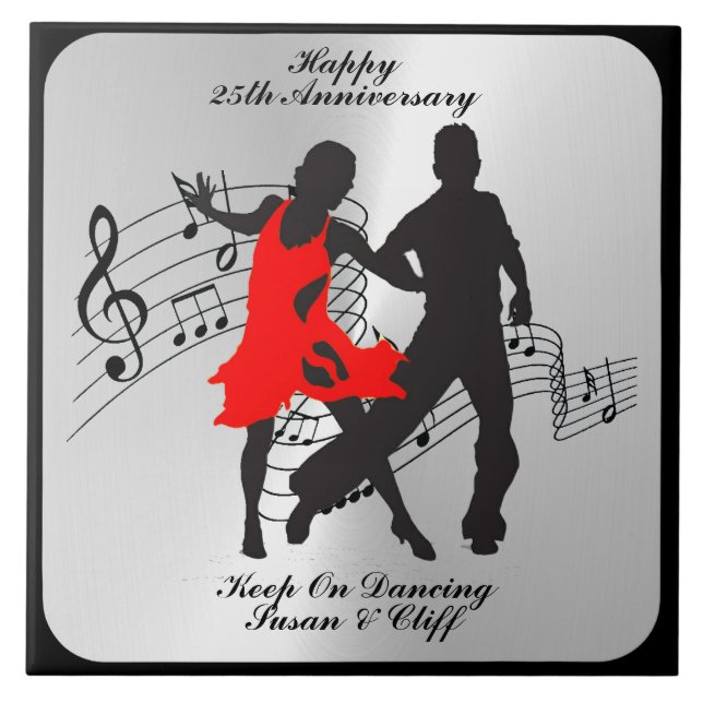 HAPPY ANNIVERSARY-KEEP ON DANCING CERAMIC TILE (Front)