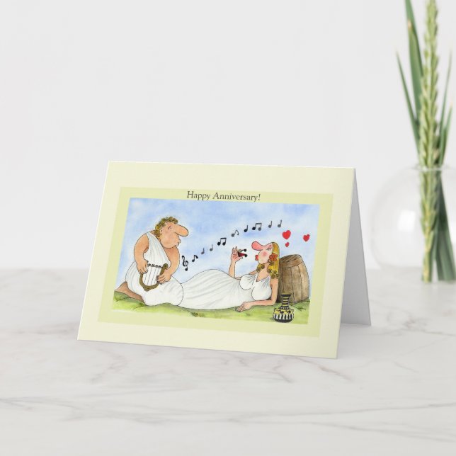 Happy Anniversary, Love, Music, Wine Celebration Card (Front)