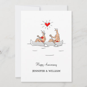 Happy Anniversary Married Couple Heart Canoe Card